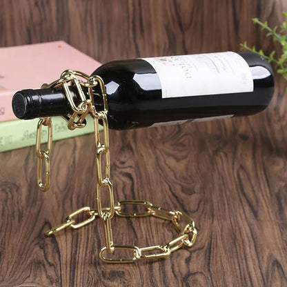 Suspended Chain Red Wine Rack Hanging Metal Wine Holder Wine Bottle Stand Holder Restaurant Decoration Living Room Bar Ornaments