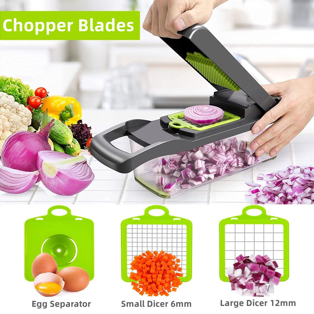 Vegetable Chopper, Multifunctional 12-In-1 Food Chopper with 8 Blades - Onion Chopper, Veggie Chopper, Chopper Vegetable Cutter/Slicer/Dicer